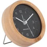 Karlsson Neat, Quartz alarmur, Sort, Træ, Indendørs, 12t, 1 stk, Analog