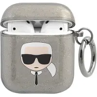 Karl Lagerfeld Glitter Karl's Head Case til AirPods 1/2 - Sort