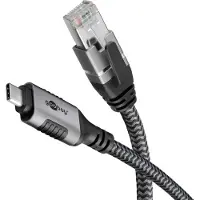 Goobay 70699, USB C, RJ-45, 3 m, Sort, Sølv
