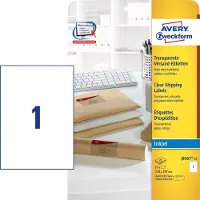 Avery Etiketter 210x297 mm (A4) transparent med QuickPEEL til inkjet printer - (25 ark)