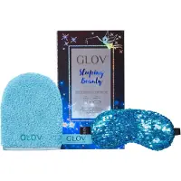 GLOV Sleeping Beauty sæt: Sleeping Beauty, sovemaske, blå + makeup remover handske, bouncy blue (til kvinder)