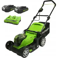 Greenworks batteriklipper 2x24V 41cm batteriklipper G24X2LM41K2x dobbelt oplader + 2 2Ah batterier