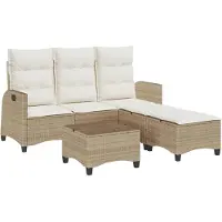 vidaXL sofasæt til haven 3 dele med hynder L-formet polyrattan beige