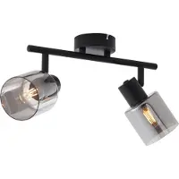 QAZQA Moderne loftslampe sort med rundt røgglas 2-lys - Cilin