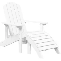 vidaXL Adirondack-Havestole Med Fodstøtte HDPE - Hvid / lænestol fodskammel bord