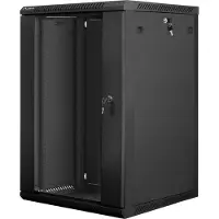Lanberg wall-mounted installation rack cabinet 19'' 18U 600x600mm black (glass door)