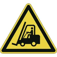 Durable Advarselsklistermærke Hold øje med trucks Ø43cm 0,4 mm gul/sort