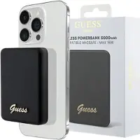 GUESS MagSafe Metal Script Logo induktion powerbank 15W 5000mAh - sort