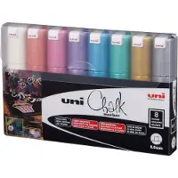 Uni-Ball Uni Chalkmarker PWE-8K Metallic - med 8 stk ass. farver