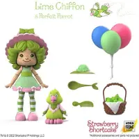 Boss Fight Studio Strawberry Shortcake Lime Chiffon & Parfait Parrot Collectible Action Figure - Mycket artikulerad fruktig doftande figur med ti