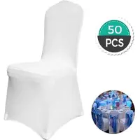 Vevor Stretch Spandex Foldstolbetræk, Universal Passende Stolebetræk, Aftageligt Vaskbart Beskyttende Slipbetræk, Til Bryllup, Ferie, Banket, Fest, Fejring, Spisning (50 STK. Hvid)