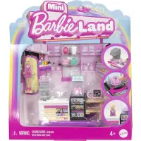 Barbie Mini Barbieland Collectible Bakery Playset med 1,5-tums docktillverkare station bakverk och sittplats för berättelse för berättelse