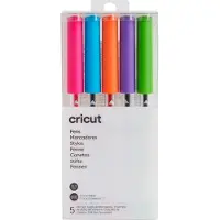Cricut Brights - Kuglepen - blå, orange, violet, pink, limegrøn - 0.3 mm - ekstrafin (pakke med 5)