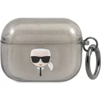 Karl Lagerfeld Glitter Karl's Head Sort AirPods Pro Etui