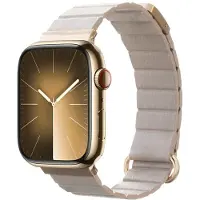 Crong Eclipse - Magnetisk Læderrem til Apple Watch 38/40/41/42 mm (Beige)