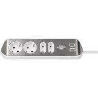 Brennenstuhl Forlængelse sokkel Desktop-Power 4-vejs 2.00 m Sølv - Beskyttelseskont