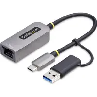 StarTech.com USB-C to Ethernet Adapter w/USB-A Adapter Realtek RTL8153B - network adapter - USB-C 3.2 Gen 1 - Gigabit Ethernet