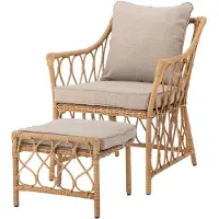 Bloomingville Belluce Loungestol med taburet, Natur, Polyrattan