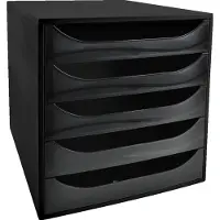 Exacompta Skuffekabinet Big Box, 5 skuffer, frontåben, sort