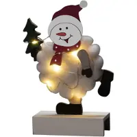 Konstsmide Snemand Juledekoration i træ & bomuld 6 LED 2xAA