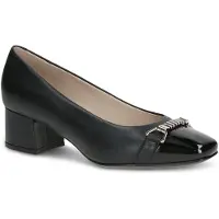 Caprice Pumps, black, made of Leather and textile with Trapeze heel, Size 38
