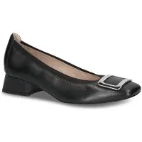 Caprice Pumps, black, made of Leather with Trapeze heel, Size 37.5