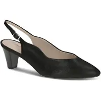 Caprice sling pumps, black, made of Leather with Funnel heel, Size 40.5