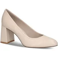 Caprice Pumps, white, made of Leather with Trapeze heel, Size 41