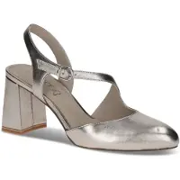 Caprice sling pumps, brown, made of Leather with Trapeze heel, Size 41