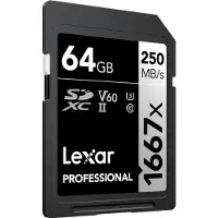 Lexar Professional - Flashhukommelseskort - 64 GB - Video Class V60 / UHS-II U3 / Class10 - 1667x - SDXC UHS-II
