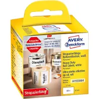 Avery A1933084, Hvid, Afrundet rektangel, Permanent, Sort på hvid, Rolle, Folie