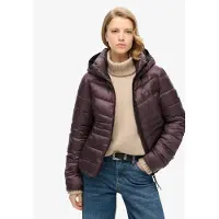 Superdry Superdrytil kvinder. W5011724A Vatteret jakke med hætte Fuji lilla (XS), Casual, Polyester