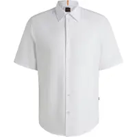BOSS BOSStil mænd. 50537332 Regular Fit Oxford-skjorte i bomuld hvid (M), Casual, Korte ærmer