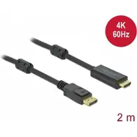 DeLOCK aktiv DisplayPort 1.2 til HDMI-kabel 4K 60 Hz 2 m