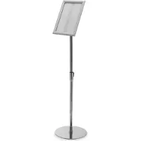 Deflecto SFA4SFS Info-gulvstander med klapramme i aluminium Sølv A4 1 stk (L x B x H) 780 x 330 x 1210 mm