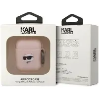 Karl Lagerfeld KLA2RUNCHP AirPods 1/2 cover pink/pink Silikone Choupette Head 3D