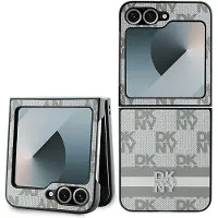 DKNY Samsung Galaxy Z Flip6/Z Flip7 FE Ternet Mønster og Stribe Cover - Beige