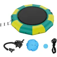 Vevor Oppustelig Vandhopper, 12 fod Rekreativ Vandtrampolin, Bærbar Hoppeplatform med 3-trins stige og elektrisk luftpumpe, Børn Voksne Flydende Rebounder til Pool, Sø, Vandsport
