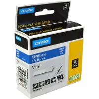 Dymo Rhino industri vinyl tape |12 mm x 5.5 m rulle | hvid på blå