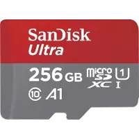 SanDisk Ultra - Flashhukommelseskort (microSDXC til SD adapter inkluderet) - 256 GB - A1 / UHS Class 1 / Class10 - microSDXC UHS-I