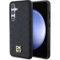 DKNY MagSafe-etui med lædermønster og metallogo til Samsung Galaxy S24+ - sort