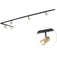 QAZQA Smart skinnesystem sort med guld 1-faset 5-lys inkl. Wifi GU10 - Iconic Jeana