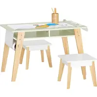 SoBuy Børnebord med stole, skrivebord til børn KMB92-GR