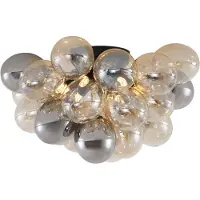 QAZQA Design loftslampe sort med rav- og røgglas 6-lys - Uvas