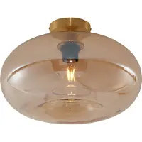 QAZQA Art Deco loftslampe messing med ravfarvet glas 40 cm - Busa