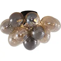 QAZQA Design loftslampe sort med rav- og røgglas 4-lys - Uvas
