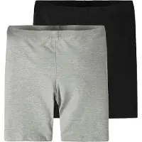 Name it Cykelshorts - Noos - 2-pak - NkfVivian - Sort/Gråmeleret - - 11-12 år (146-152) - Shorts