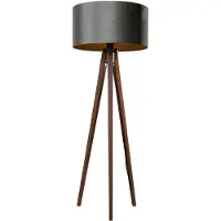 QAZQA Tripod Gulvlampe Valnødtræ med Grøn Fløjlsskærm 50 cm - Tripod Classic