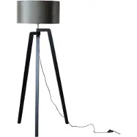 QAZQA Gulvlampe sort med grøn fløjlsskærm 50 cm - Puros