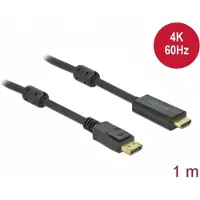 DeLOCK - Adapterkabel - DisplayPort han låsende til HDMI han - 1 m - tripel-afskærmet - sort - 4K support, aktiv
